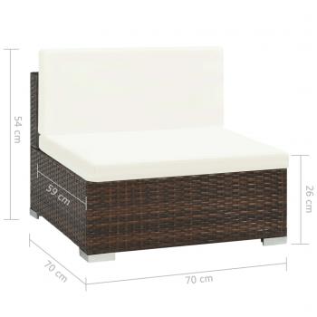 8-tlg. Garten-Lounge-Set mit Auflagen Poly Rattan Braun