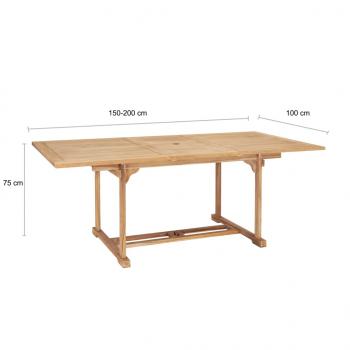 Garten-Ausziehtisch 150-200x100x75 cm Massivholz Teak