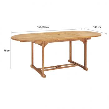 Garten-Ausziehtisch 150-200x100x75 cm Massivholz Teak