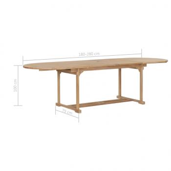 Ausziehbarer Gartentisch 180-280x100x75 cm Massivholz Teak