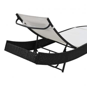 Sonnenliege mit Kissen Poly-Rattan Schwarz