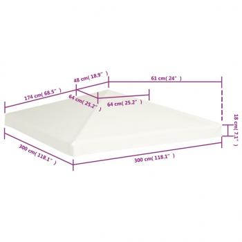 Pavillondach 310 g/m² 3x3 m Cremeweiß 