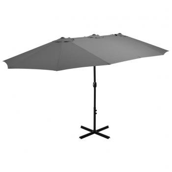 ARDEBO.de - Sonnenschirm mit Aluminium-Mast 460 x 270 cm Anthrazit