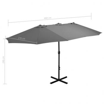 Sonnenschirm mit Aluminium-Mast 460 x 270 cm Anthrazit