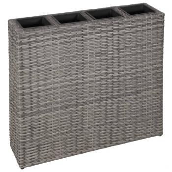 ARDEBO.de - Garten-Hochbeet mit 4 Töpfen Poly Rattan Grau 