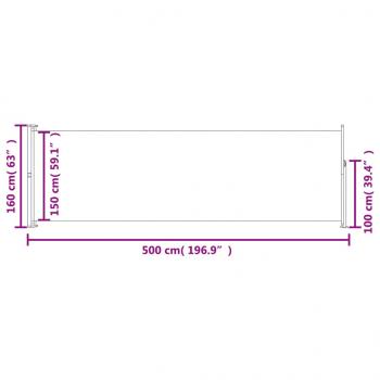 Ausziehbare Seitenmarkise 160x500 cm Creme