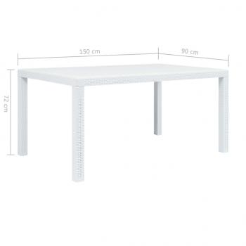 Gartentisch Weiß 150x90x72 cm Kunststoff Rattan-Optik