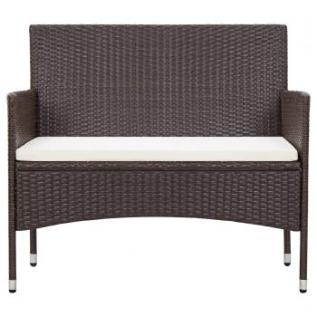 4-tlg. Garten-Lounge-Set mit Auflagen Poly Rattan Braun