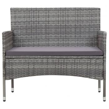 4-tlg. Garten-Lounge-Set mit Auflagen Poly Rattan Grau