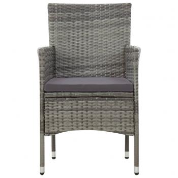 4-tlg. Garten-Lounge-Set mit Auflagen Poly Rattan Grau