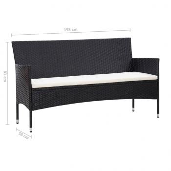 4-tlg. Garten-Lounge-Set mit Auflagen Poly Rattan Schwarz