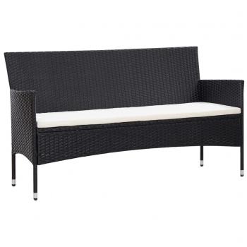 4-tlg. Garten-Lounge-Set mit Auflagen Poly Rattan Schwarz