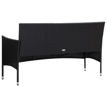 4-tlg. Garten-Lounge-Set mit Auflagen Poly Rattan Schwarz