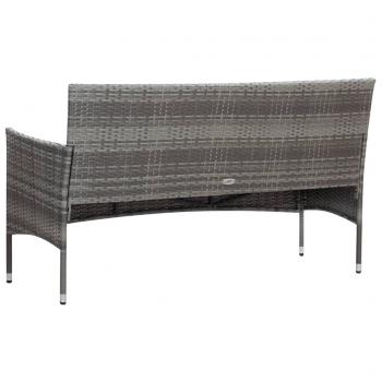 4-tlg. Garten-Lounge-Set mit Auflagen Poly Rattan Grau