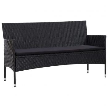 4-tlg. Garten-Lounge-Set mit Auflagen Poly Rattan Schwarz