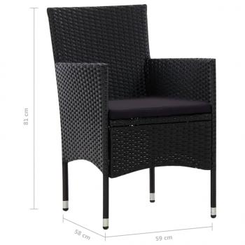 4-tlg. Garten-Lounge-Set mit Auflagen Poly Rattan Schwarz