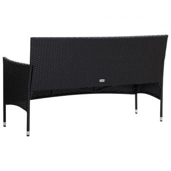 4-tlg. Garten-Lounge-Set mit Auflagen Poly Rattan Schwarz