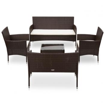 ARDEBO.de - 5-tlg. Garten-Lounge-Set mit Auflagen Poly Rattan Braun