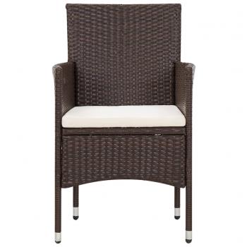 5-tlg. Garten-Lounge-Set mit Auflagen Poly Rattan Braun