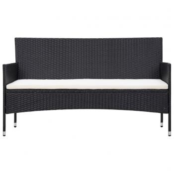 5-tlg. Garten-Lounge-Set mit Auflagen Poly Rattan Schwarz