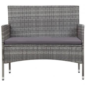 5-tlg. Garten-Lounge-Set mit Auflagen Poly Rattan Grau