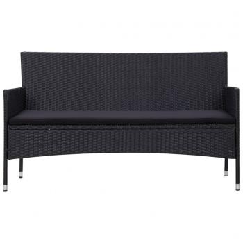 5-tlg. Garten-Lounge-Set mit Auflagen Poly Rattan Schwarz