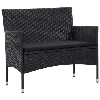 5-tlg. Garten-Lounge-Set mit Auflagen Poly Rattan Schwarz