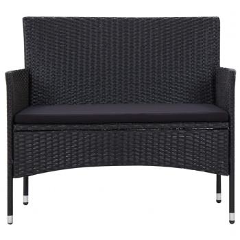 5-tlg. Garten-Lounge-Set mit Auflagen Poly Rattan Schwarz