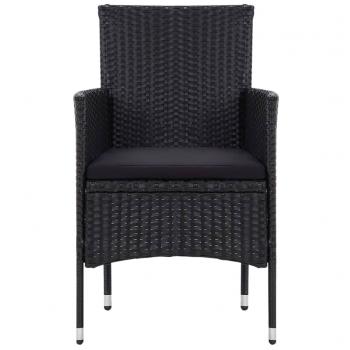 5-tlg. Garten-Lounge-Set mit Auflagen Poly Rattan Schwarz