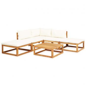 ARDEBO.de - 6-tlg. Garten-Lounge-Set mit Auflagen Massivholz Akazie