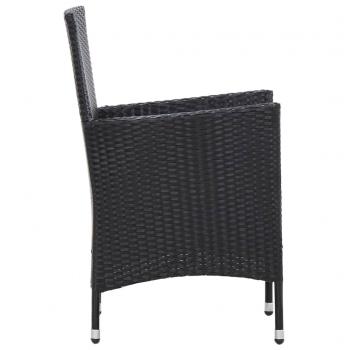 5-tlg. Garten-Essgruppe mit Kissen Poly Rattan Schwarz