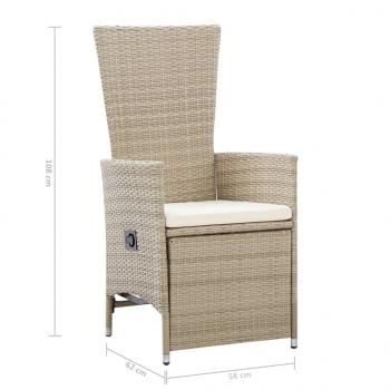 Garten-Liegestühle 2 Stk. mit Auflagen Poly Rattan Beige