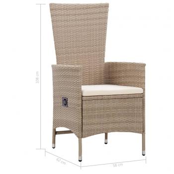 9-tlg. Garten-Essgruppe mit Auflagen Poly Rattan Beige