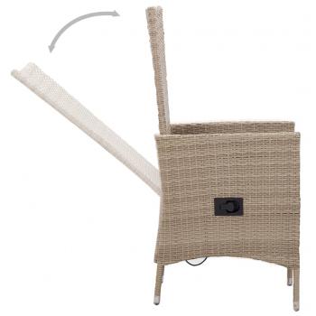 9-tlg. Garten-Essgruppe mit Auflagen Poly Rattan Beige