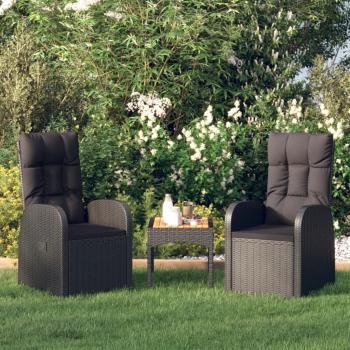 ARDEBO.de - Garten-Liegestühle 2 Stk. mit Auflagen Poly Rattan Schwarz