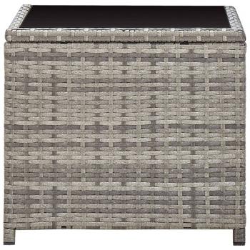 Couchtisch Grau 45x45x40 cm Poly Rattan und Glas