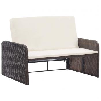 2-tlg. Garten-Lounge-Set mit Auflagen Poly Rattan Braun