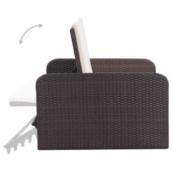 2-tlg. Garten-Lounge-Set mit Auflagen Poly Rattan Braun