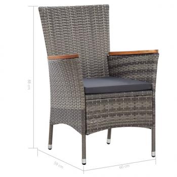 7-tlg. Garten-Essgruppe mit Auflagen Poly Rattan Grey