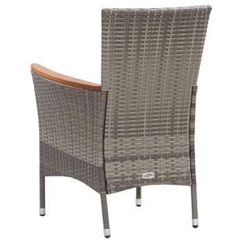 7-tlg. Garten-Essgruppe mit Auflagen Poly Rattan Grey