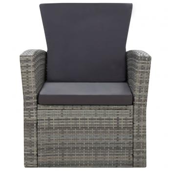 4-tlg. Garten-Lounge-Set mit Kissen Poly Rattan Grau