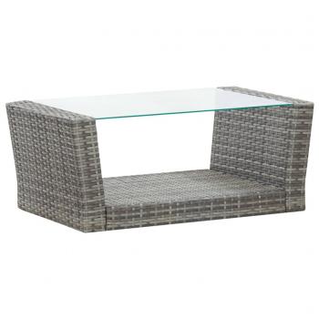 4-tlg. Garten-Lounge-Set mit Kissen Poly Rattan Grau