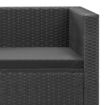 4-tlg. Garten-Lounge-Set Schwarz mit Auflagen Poly Rattan