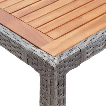 Gartentisch Grau 190x90x75 cm Poly Rattan und Akazie Massivholz