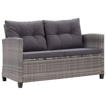 ARDEBO.de - 2-Sitzer-Gartensofa mit Kissen Grau 124 cm Poly Rattan