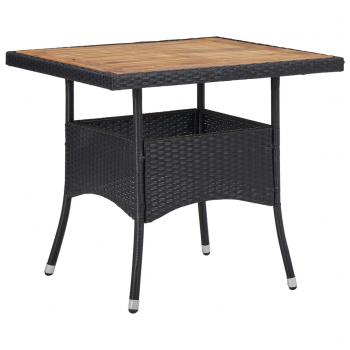 ARDEBO.de - Garten-Esstisch Schwarz Poly Rattan und Massivholz Akazie