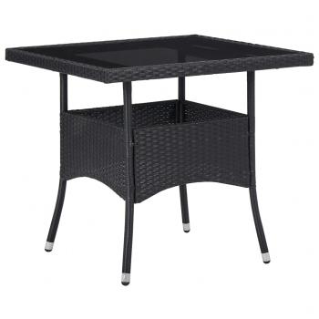 ARDEBO.de - Garten-Esstisch Schwarz Poly Rattan und Glas