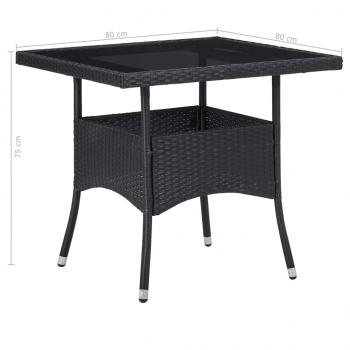 Garten-Esstisch Schwarz Poly Rattan und Glas