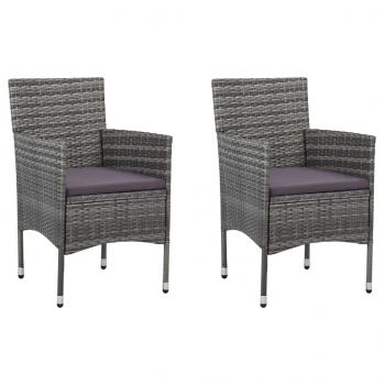 ARDEBO.de - Garten-Essstühle 2 Stk. Poly Rattan Grau