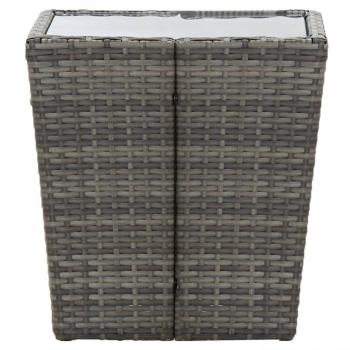 Beistelltisch Grau 41,5x41,5x43 cm Poly Rattan und Hartglas